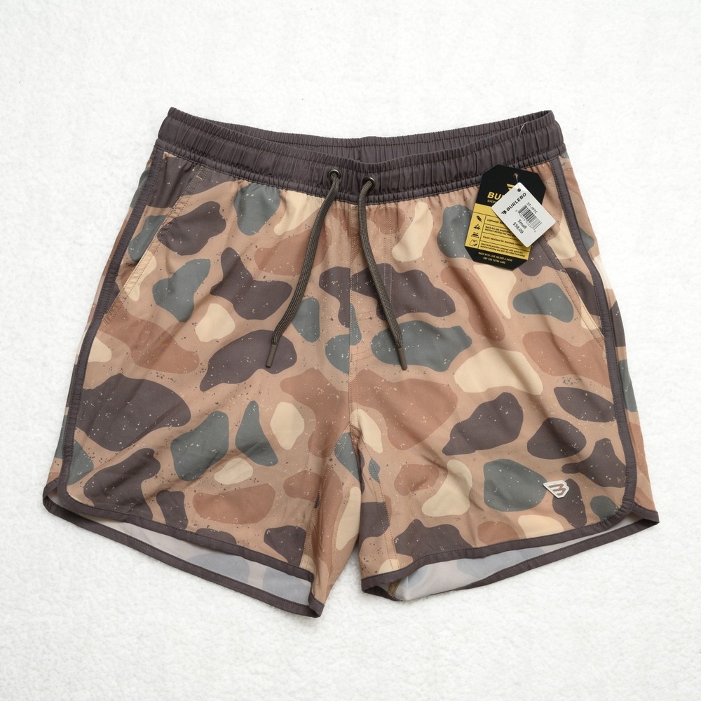 Burlebo Swim Trunks Men's Small 30/32 Camo 5.5" Inseam Shorts w/ Liner & Pockets